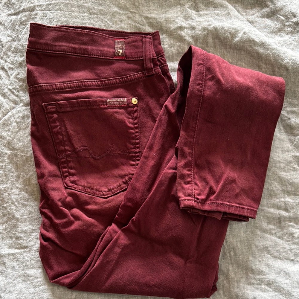 7 For All Mankind Women's Burgundy Jeans